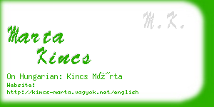 marta kincs business card